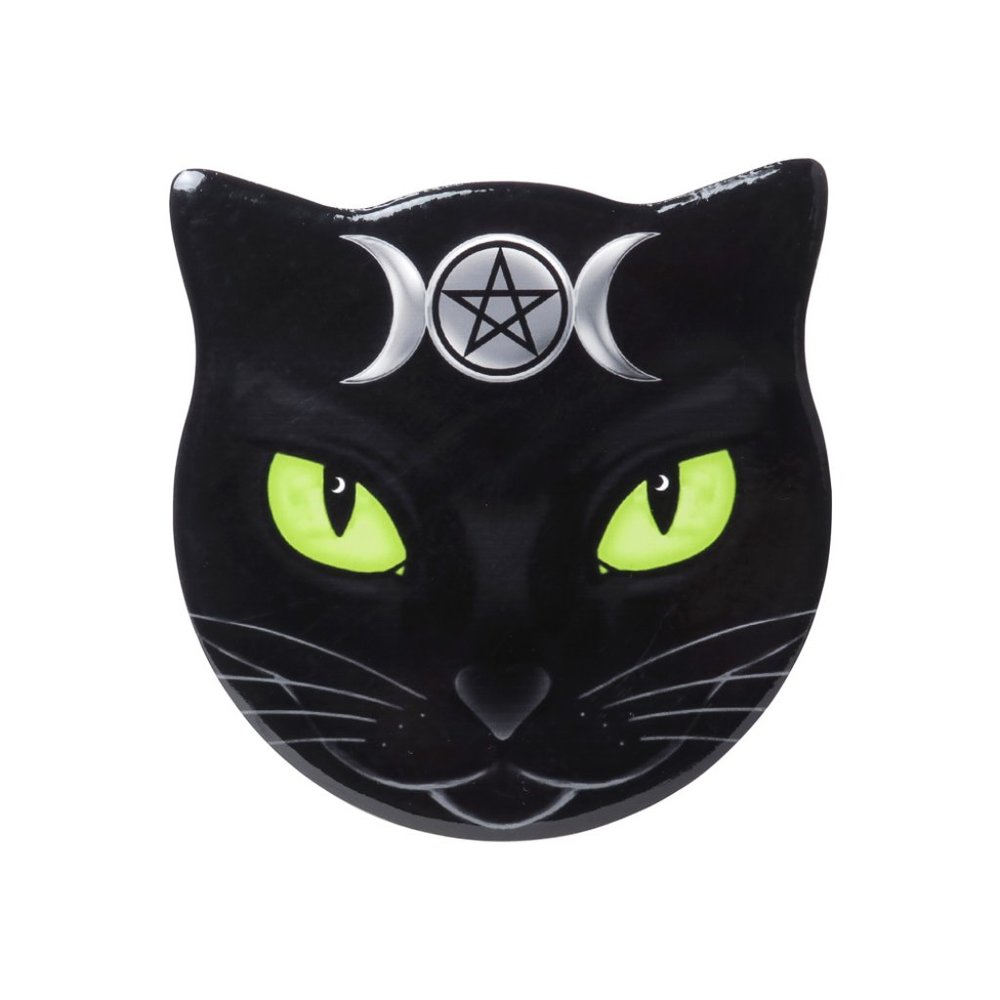 Alchemy Gothic Triple Moon Cat Ceramic Coaster